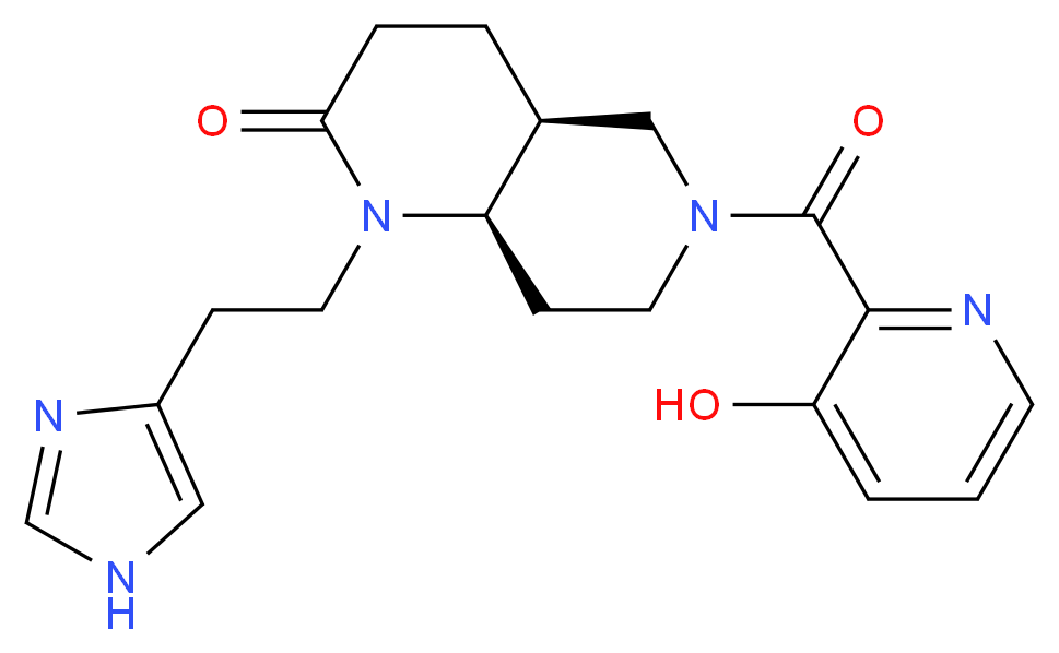 (4aS*,8aR*)-6-[(3-hydroxypyridin-2-yl)carbonyl]-1-[2-(1H-imidazol-4-yl)ethyl]octahydro-1,6-naphthyridin-2(1H)-one_分子结构_CAS_)