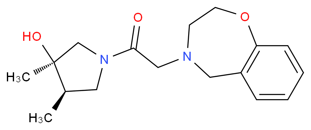 (3R*,4R*)-1-(2,3-dihydro-1,4-benzoxazepin-4(5H)-ylacetyl)-3,4-dimethyl-3-pyrrolidinol_分子结构_CAS_)