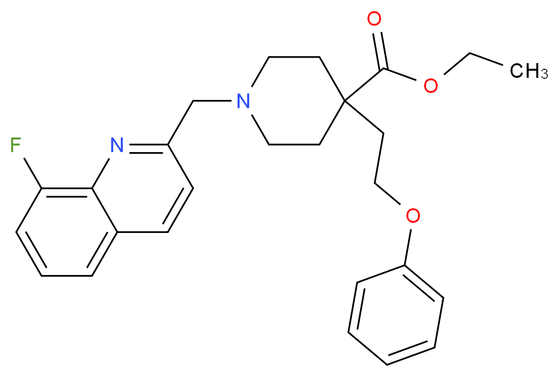 ethyl 1-[(8-fluoro-2-quinolinyl)methyl]-4-(2-phenoxyethyl)-4-piperidinecarboxylate_分子结构_CAS_)