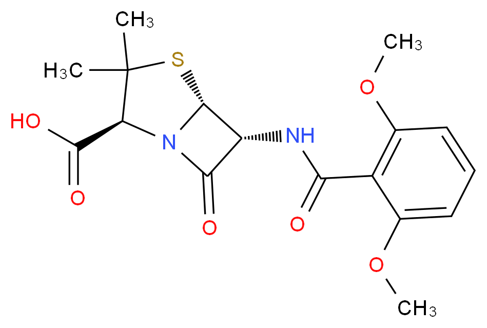 (2S,5R,6R)-6-(2,6-dimethoxybenzamido)-3,3-dimethyl-7-oxo-4-thia-1-azabicyclo[3.2.0]heptane-2-carboxylic acid_分子结构_CAS_61-32-5