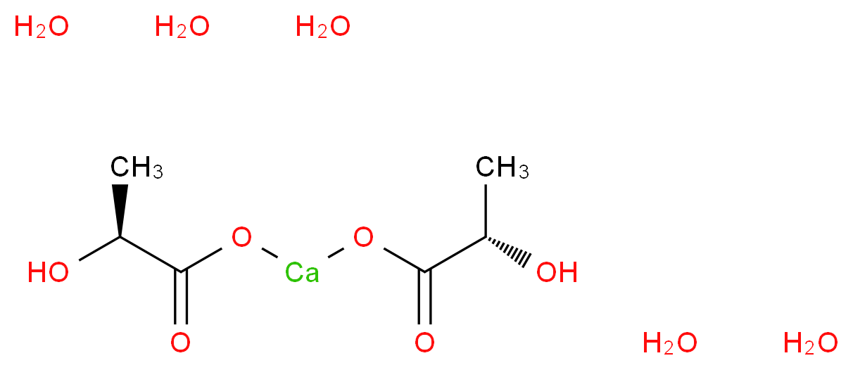 pentahydrate {[(2S)-2-hydroxypropanoyl]oxy}calcio (2S)-2-hydroxypropanoate_分子结构_CAS_5743-47-5