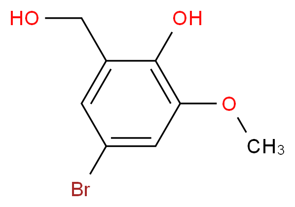 4-bromo-2-(hydroxymethyl)-6-methoxyphenol_分子结构_CAS_35090-64-3