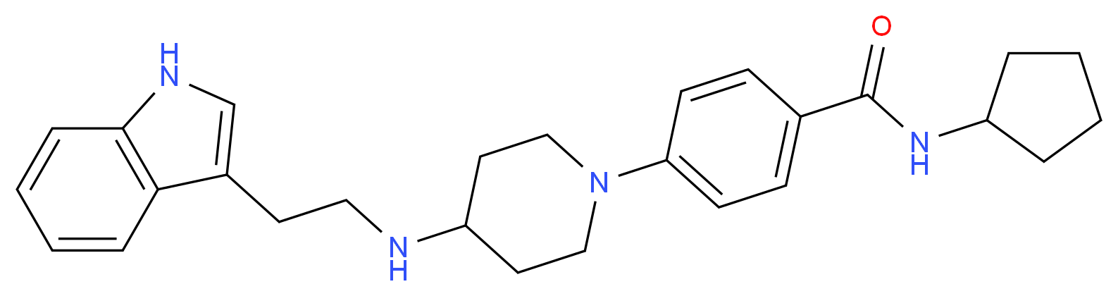 N-cyclopentyl-4-(4-{[2-(1H-indol-3-yl)ethyl]amino}-1-piperidinyl)benzamide_分子结构_CAS_)