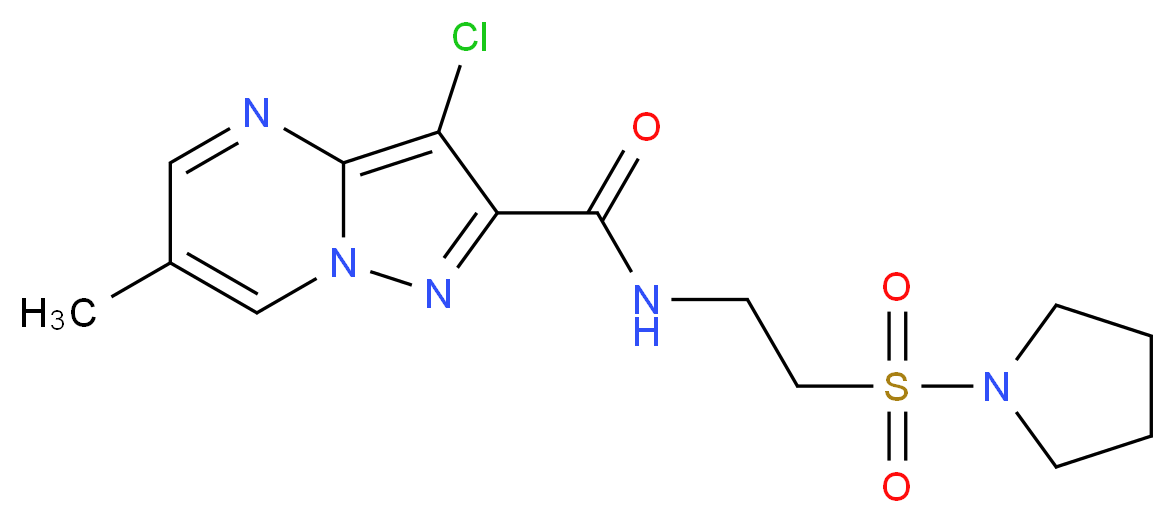 3-chloro-6-methyl-N-[2-(pyrrolidin-1-ylsulfonyl)ethyl]pyrazolo[1,5-a]pyrimidine-2-carboxamide_分子结构_CAS_)