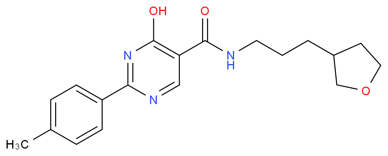 4-hydroxy-2-(4-methylphenyl)-N-[3-(tetrahydrofuran-3-yl)propyl]pyrimidine-5-carboxamide_分子结构_CAS_)