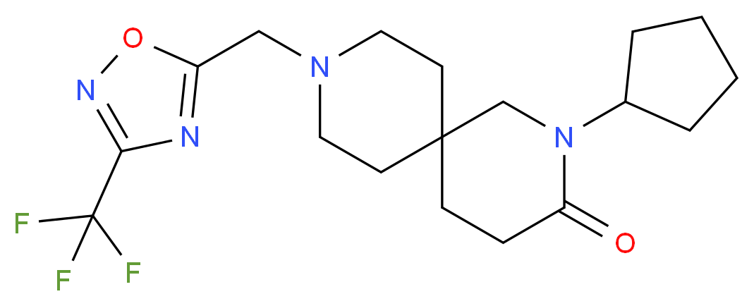 2-cyclopentyl-9-{[3-(trifluoromethyl)-1,2,4-oxadiazol-5-yl]methyl}-2,9-diazaspiro[5.5]undecan-3-one_分子结构_CAS_)