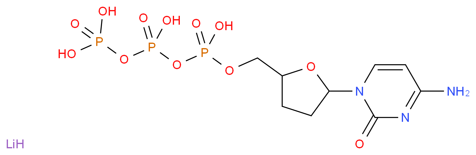 ({[({[5-(4-amino-2-oxo-1,2-dihydropyrimidin-1-yl)oxolan-2-yl]methoxy}(hydroxy)phosphoryl)oxy](hydroxy)phosphoryl}oxy)phosphonic acid lithium_分子结构_CAS_93939-77-6