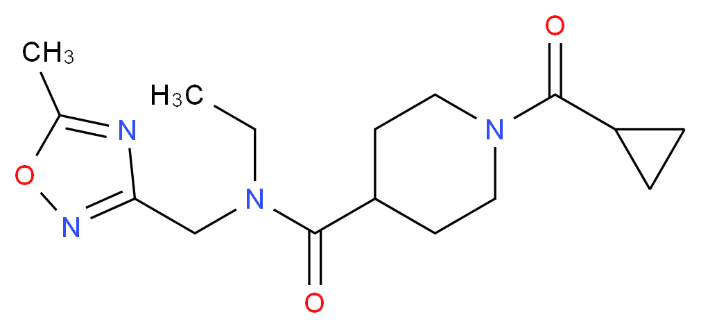 1-(cyclopropylcarbonyl)-N-ethyl-N-[(5-methyl-1,2,4-oxadiazol-3-yl)methyl]-4-piperidinecarboxamide_分子结构_CAS_)