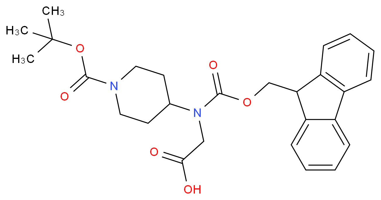 2-({1-[(tert-butoxy)carbonyl]piperidin-4-yl}[(9H-fluoren-9-ylmethoxy)carbonyl]amino)acetic acid_分子结构_CAS_269078-80-0