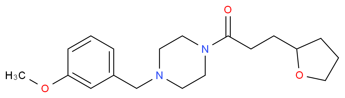 1-(3-methoxybenzyl)-4-[3-(tetrahydrofuran-2-yl)propanoyl]piperazine_分子结构_CAS_)