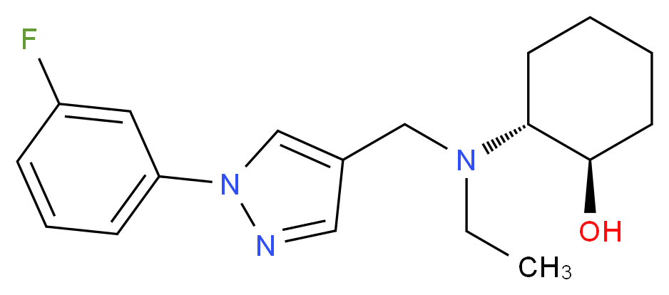 (1R*,2R*)-2-(ethyl{[1-(3-fluorophenyl)-1H-pyrazol-4-yl]methyl}amino)cyclohexanol_分子结构_CAS_)
