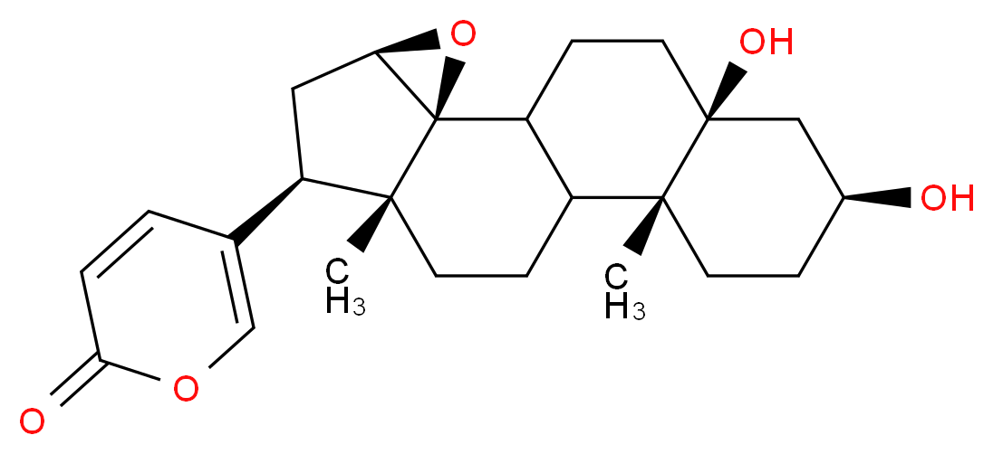 5-[(2S,4R,6S,7R,11R,14S,16S)-14,16-dihydroxy-7,11-dimethyl-3-oxapentacyclo[8.8.0.0<sup>2</sup>,<sup>4</sup>.0<sup>2</sup>,<sup>7</sup>.0<sup>1</sup><sup>1</sup>,<sup>1</sup><sup>6</sup>]octadecan-6-yl]-2H-pyran-2-one_分子结构_CAS_470-42-8