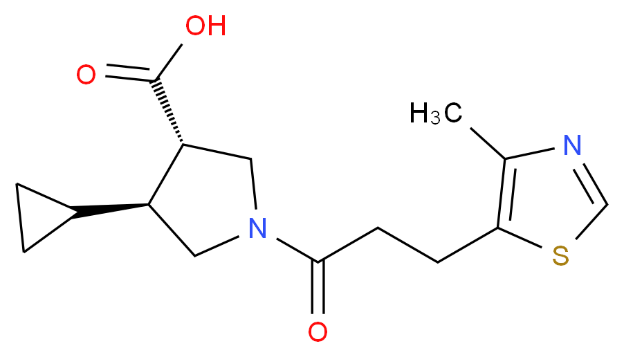 (3S*,4S*)-4-cyclopropyl-1-[3-(4-methyl-1,3-thiazol-5-yl)propanoyl]pyrrolidine-3-carboxylic acid_分子结构_CAS_)
