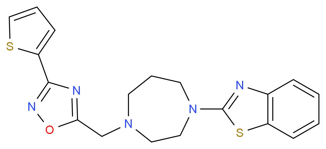 2-(4-{[3-(2-thienyl)-1,2,4-oxadiazol-5-yl]methyl}-1,4-diazepan-1-yl)-1,3-benzothiazole_分子结构_CAS_)