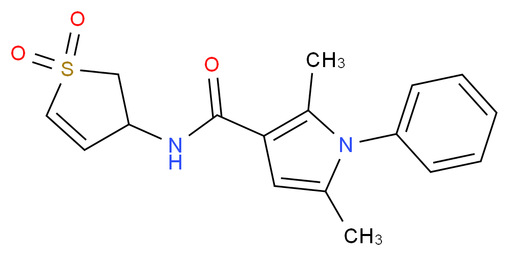N-(1,1-dioxido-2,3-dihydro-3-thienyl)-2,5-dimethyl-1-phenyl-1H-pyrrole-3-carboxamide_分子结构_CAS_)