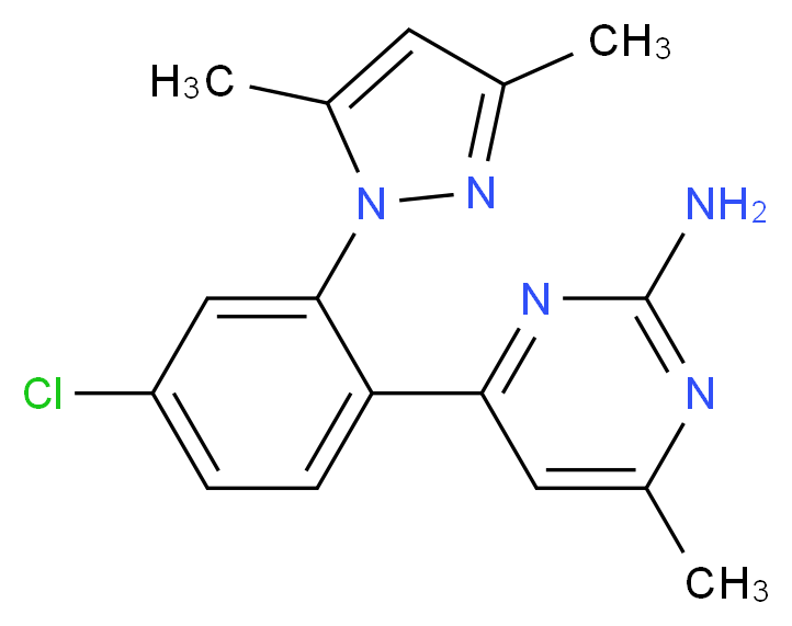 4-[4-chloro-2-(3,5-dimethyl-1H-pyrazol-1-yl)phenyl]-6-methylpyrimidin-2-amine_分子结构_CAS_)