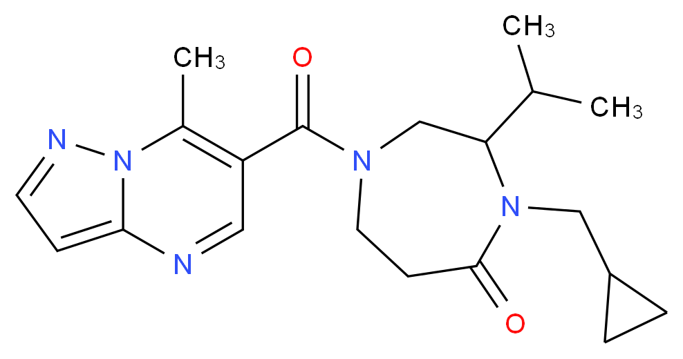 4-(cyclopropylmethyl)-3-isopropyl-1-[(7-methylpyrazolo[1,5-a]pyrimidin-6-yl)carbonyl]-1,4-diazepan-5-one_分子结构_CAS_)