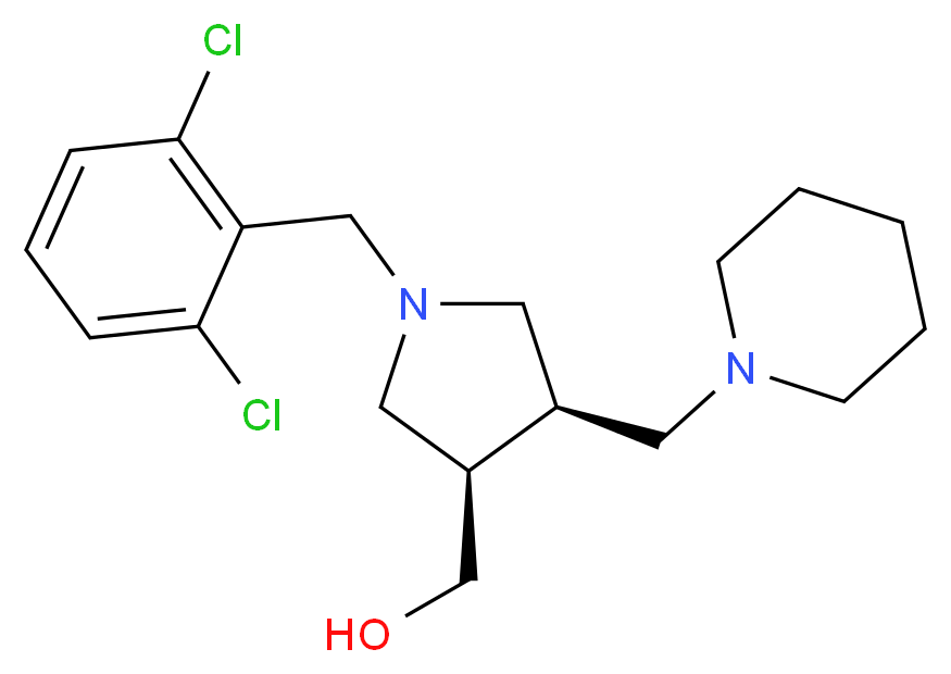 [(3R*,4R*)-1-(2,6-dichlorobenzyl)-4-(piperidin-1-ylmethyl)pyrrolidin-3-yl]methanol_分子结构_CAS_)