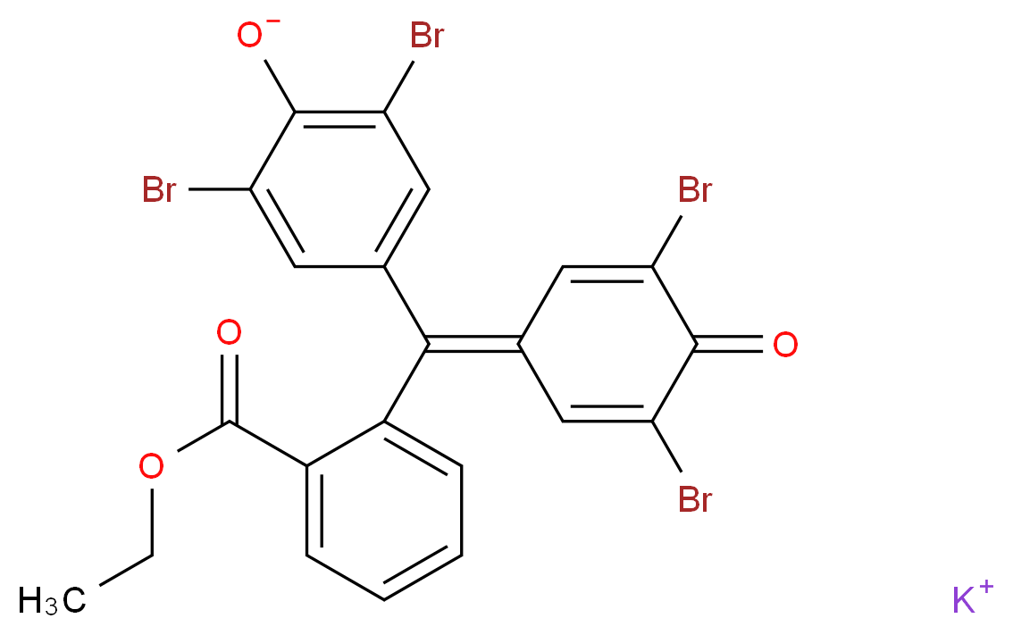 potassium 2,6-dibromo-4-[(3,5-dibromo-4-oxocyclohexa-2,5-dien-1-ylidene)[2-(ethoxycarbonyl)phenyl]methyl]benzen-1-olate_分子结构_CAS_62637-91-6