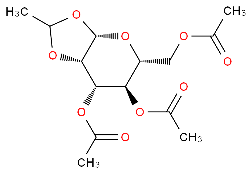 [(3aS,5R,6R,7S,7aS)-6,7-bis(acetyloxy)-2-methyl-hexahydro-[1,3]dioxolo[4,5-b]pyran-5-yl]methyl acetate_分子结构_CAS_630102-81-7