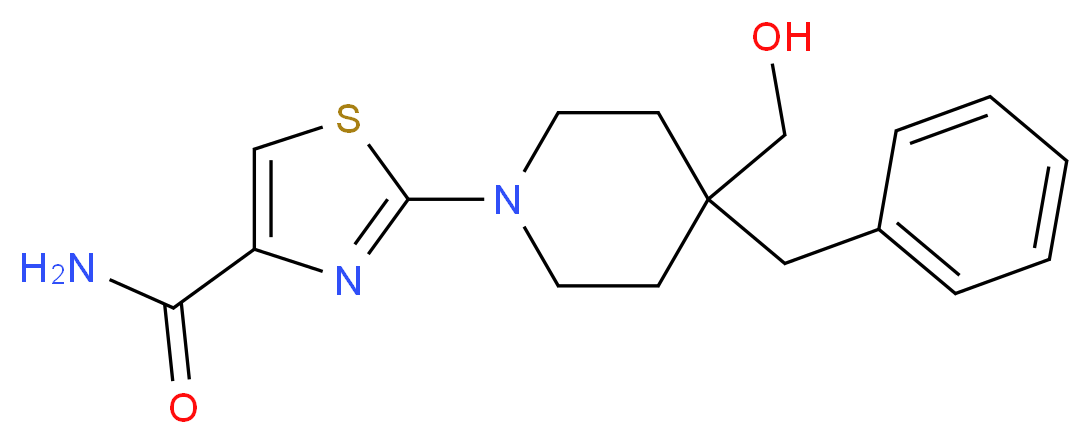 2-[4-benzyl-4-(hydroxymethyl)piperidin-1-yl]-1,3-thiazole-4-carboxamide_分子结构_CAS_)