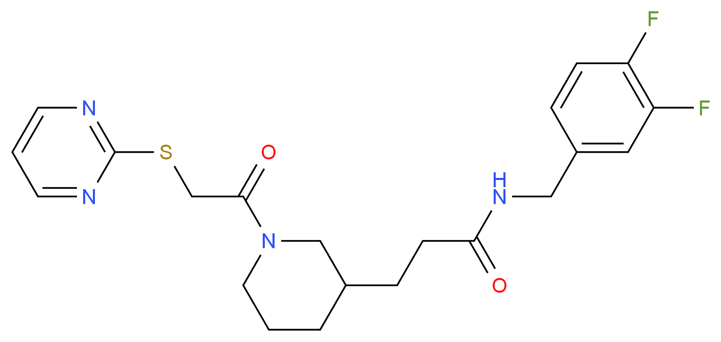 N-(3,4-difluorobenzyl)-3-{1-[(2-pyrimidinylthio)acetyl]-3-piperidinyl}propanamide_分子结构_CAS_)