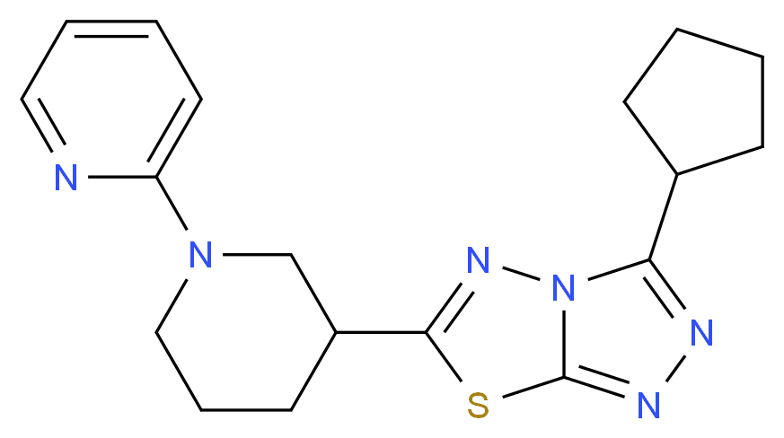 3-cyclopentyl-6-(1-pyridin-2-ylpiperidin-3-yl)[1,2,4]triazolo[3,4-b][1,3,4]thiadiazole_分子结构_CAS_)