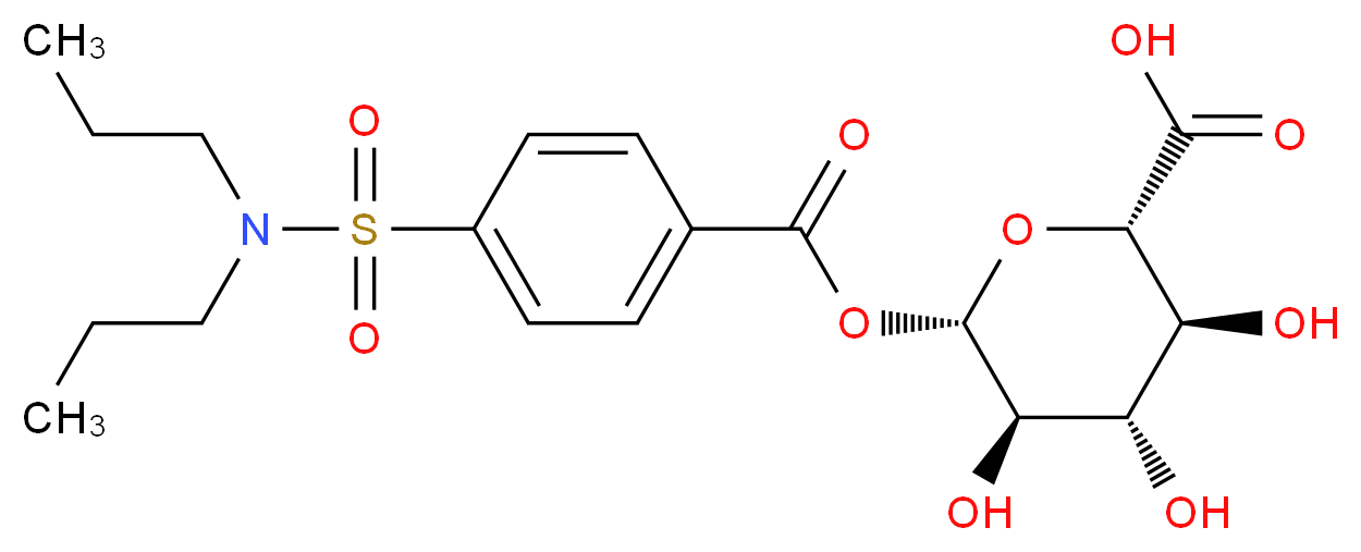 (2S,3S,4S,5R,6S)-6-[4-(dipropylsulfamoyl)benzoyloxy]-3,4,5-trihydroxyoxane-2-carboxylic acid_分子结构_CAS_34017-15-7