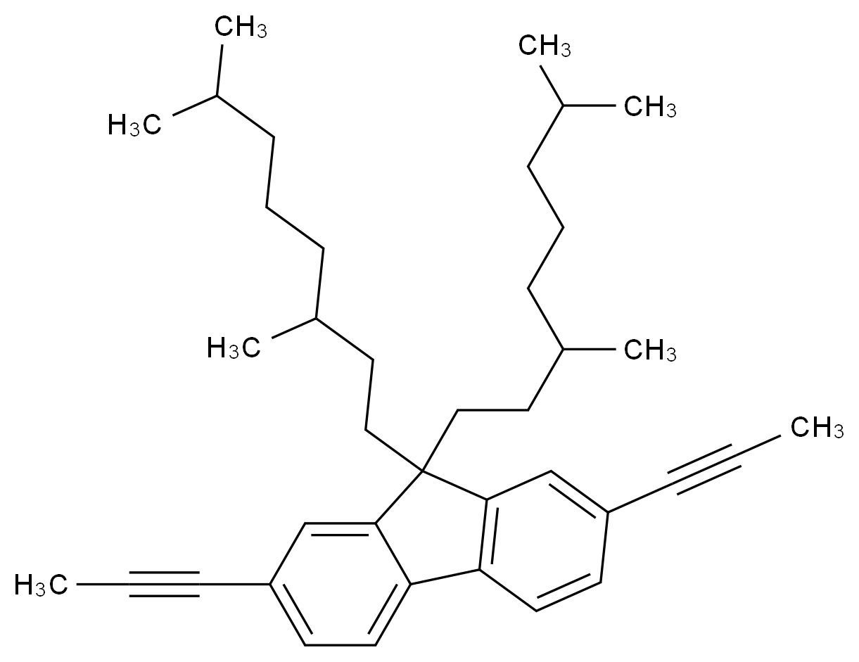 9,9-bis(3,7-dimethyloctyl)-2,7-bis(prop-1-yn-1-yl)-9H-fluorene_分子结构_CAS_278176-14-0