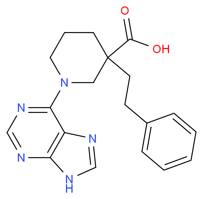 3-(2-phenylethyl)-1-(9H-purin-6-yl)piperidine-3-carboxylic acid_分子结构_CAS_)