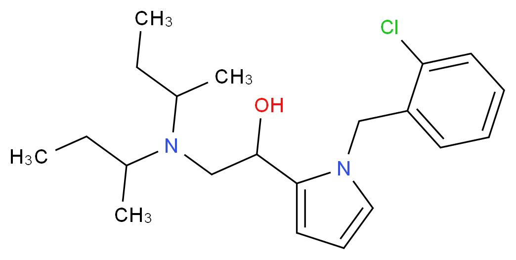 2-[bis(butan-2-yl)amino]-1-{1-[(2-chlorophenyl)methyl]-1H-pyrrol-2-yl}ethan-1-ol_分子结构_CAS_21363-18-8