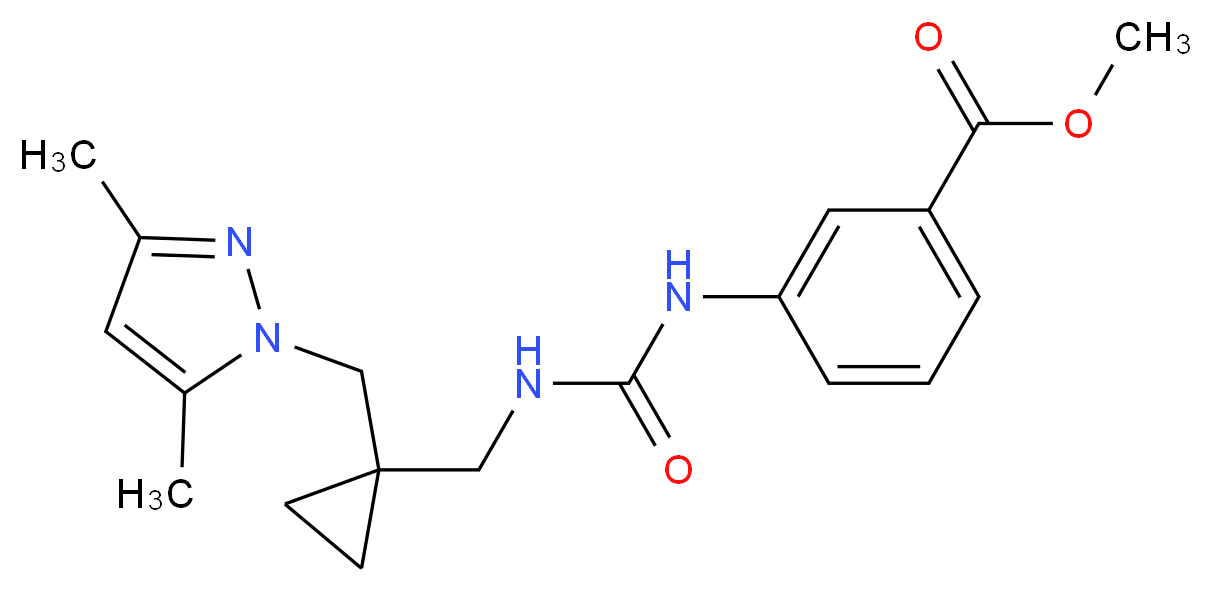 methyl 3-({[({1-[(3,5-dimethyl-1H-pyrazol-1-yl)methyl]cyclopropyl}methyl)amino]carbonyl}amino)benzoate_分子结构_CAS_)