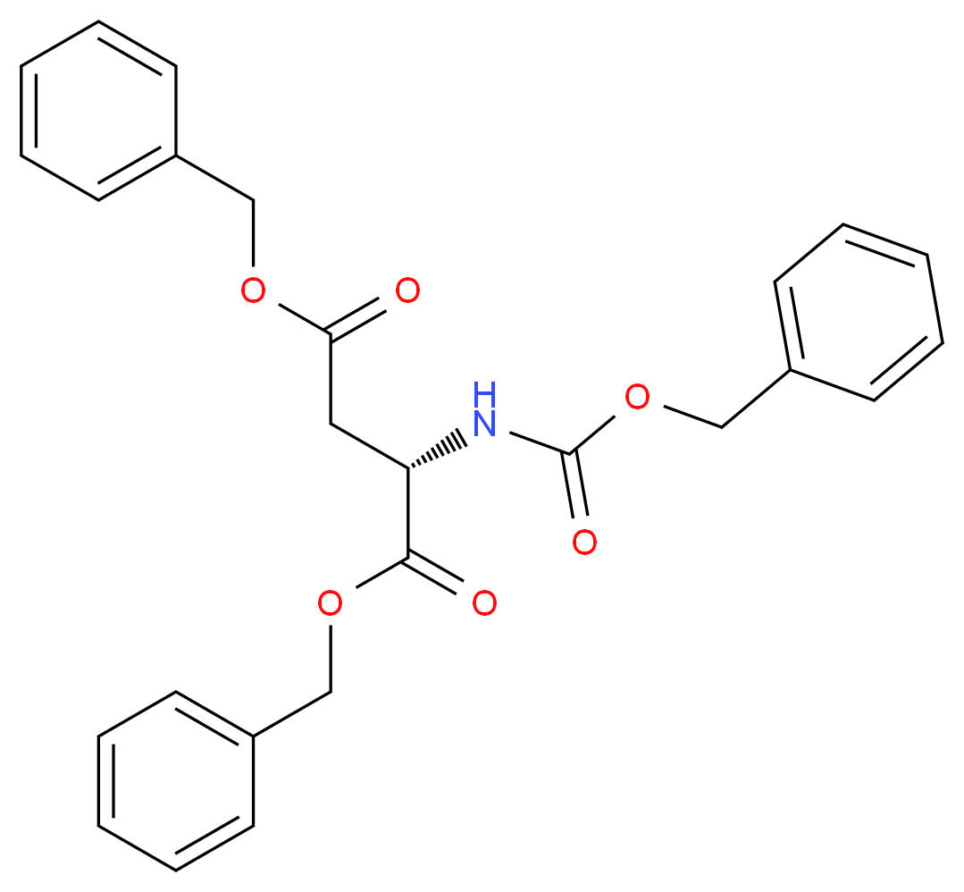 1,4-dibenzyl (2S)-2-{[(benzyloxy)carbonyl]amino}butanedioate_分子结构_CAS_5241-60-1