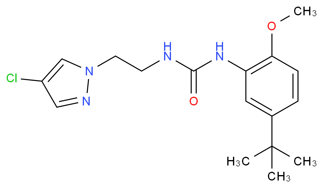N-(5-tert-butyl-2-methoxyphenyl)-N'-[2-(4-chloro-1H-pyrazol-1-yl)ethyl]urea_分子结构_CAS_)