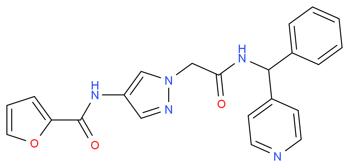 N-[1-(2-oxo-2-{[phenyl(4-pyridinyl)methyl]amino}ethyl)-1H-pyrazol-4-yl]-2-furamide_分子结构_CAS_)