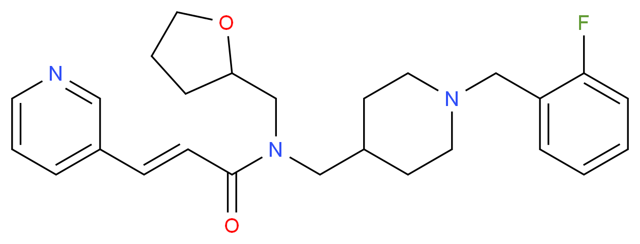 (2E)-N-{[1-(2-fluorobenzyl)-4-piperidinyl]methyl}-3-(3-pyridinyl)-N-(tetrahydro-2-furanylmethyl)acrylamide_分子结构_CAS_)