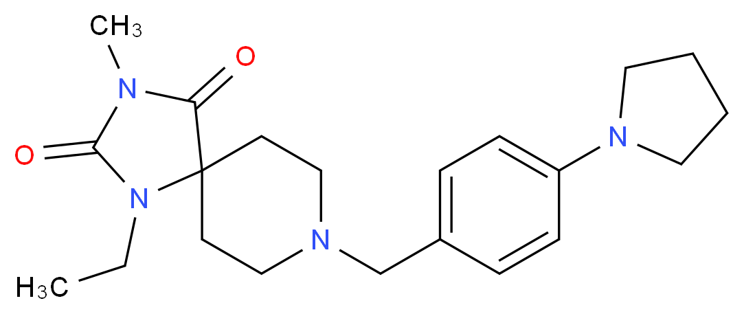 1-ethyl-3-methyl-8-[4-(1-pyrrolidinyl)benzyl]-1,3,8-triazaspiro[4.5]decane-2,4-dione_分子结构_CAS_)