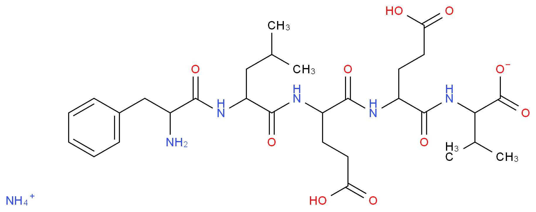 ammonium 2-(2-{2-[2-(2-amino-3-phenylpropanamido)-4-methylpentanamido]-4-carboxybutanamido}-4-carboxybutanamido)-3-methylbutanoate_分子结构_CAS_104180-33-8