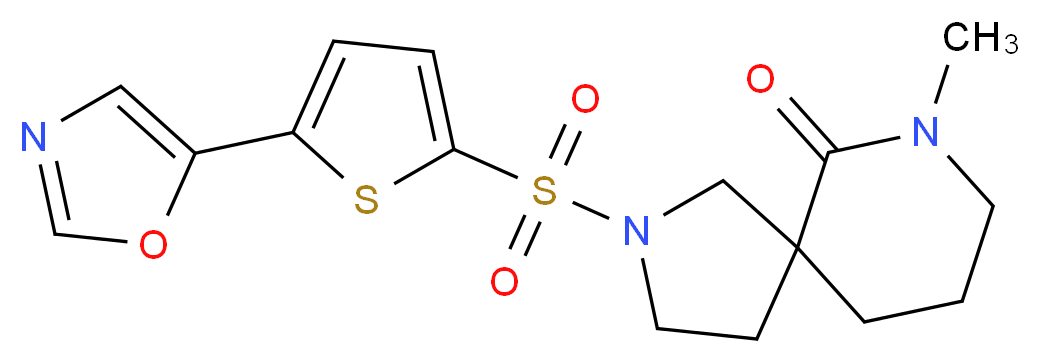 7-methyl-2-{[5-(1,3-oxazol-5-yl)-2-thienyl]sulfonyl}-2,7-diazaspiro[4.5]decan-6-one_分子结构_CAS_)