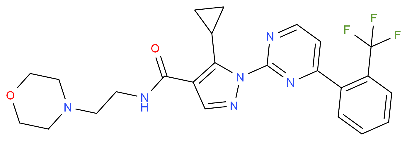 5-cyclopropyl-N-[2-(4-morpholinyl)ethyl]-1-{4-[2-(trifluoromethyl)phenyl]-2-pyrimidinyl}-1H-pyrazole-4-carboxamide_分子结构_CAS_)