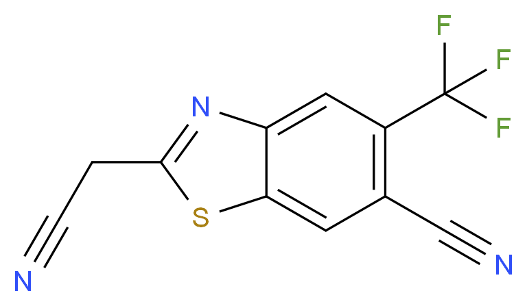 2-(Cyanomethyl)-5-(trifluoromethyl)-1,3-benzothiazole-6-carbonitrile_分子结构_CAS_)