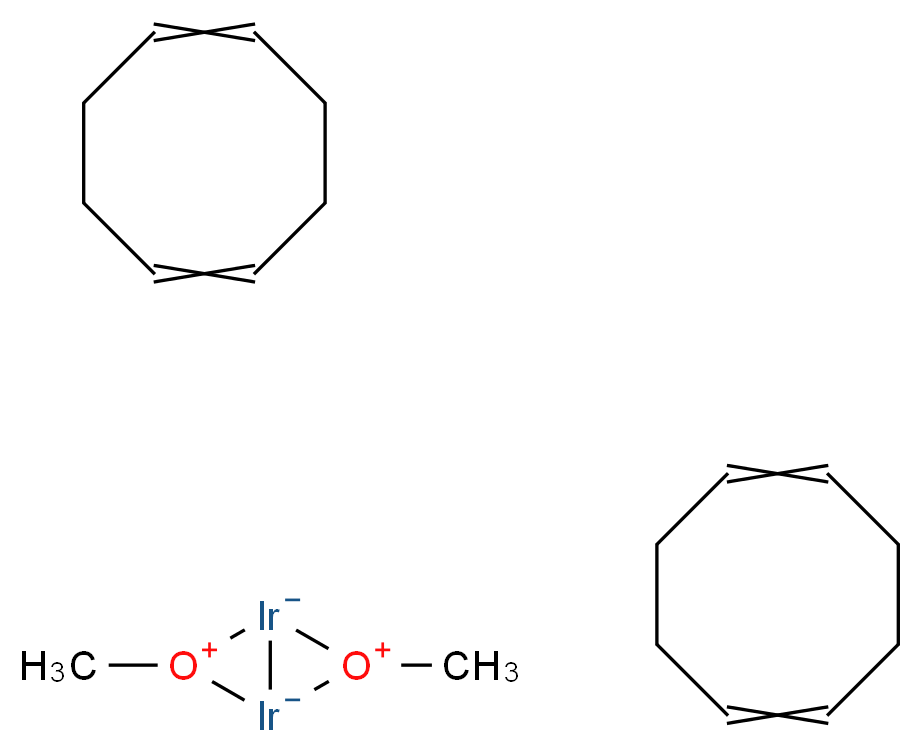 bis(cycloocta-1,5-diene); dimethyl-2,4-dioxa-1,3-diiridabicyclo[1.1.0]butane-2,4-diium-1,3-diuide_分子结构_CAS_12148-71-9