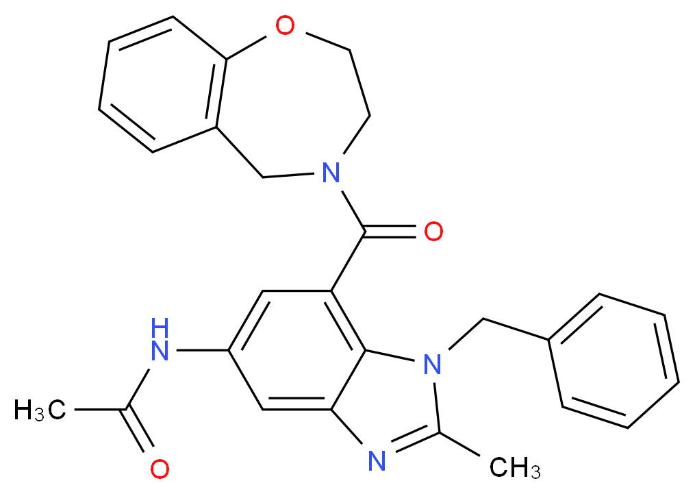 N-[1-benzyl-7-(2,3-dihydro-1,4-benzoxazepin-4(5H)-ylcarbonyl)-2-methyl-1H-benzimidazol-5-yl]acetamide_分子结构_CAS_)