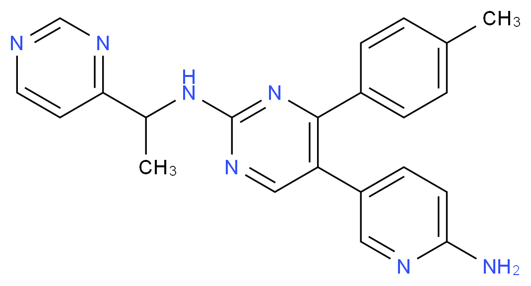 5-(6-aminopyridin-3-yl)-4-(4-methylphenyl)-N-(1-pyrimidin-4-ylethyl)pyrimidin-2-amine_分子结构_CAS_)