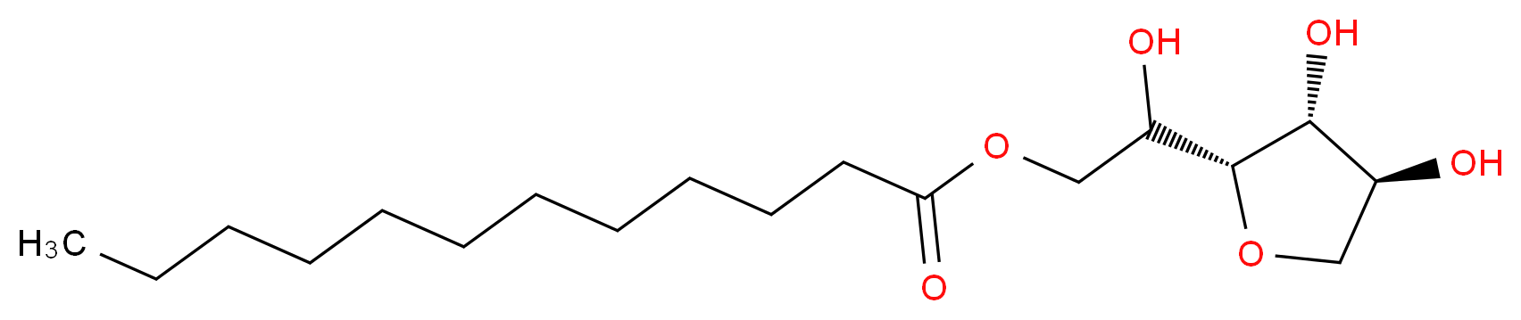 2-[(2R,3R,4S)-3,4-dihydroxyoxolan-2-yl]-2-hydroxyethyl dodecanoate_分子结构_CAS_1338-39-2