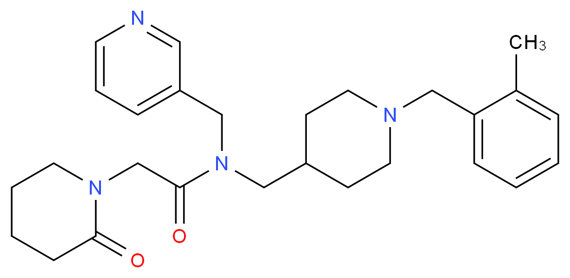 N-{[1-(2-methylbenzyl)-4-piperidinyl]methyl}-2-(2-oxo-1-piperidinyl)-N-(3-pyridinylmethyl)acetamide_分子结构_CAS_)