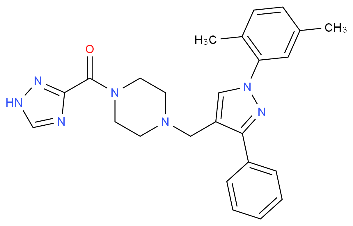 1-{[1-(2,5-dimethylphenyl)-3-phenyl-1H-pyrazol-4-yl]methyl}-4-(1H-1,2,4-triazol-3-ylcarbonyl)piperazine_分子结构_CAS_)