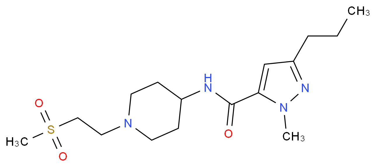 1-methyl-N-{1-[2-(methylsulfonyl)ethyl]-4-piperidinyl}-3-propyl-1H-pyrazole-5-carboxamide_分子结构_CAS_)