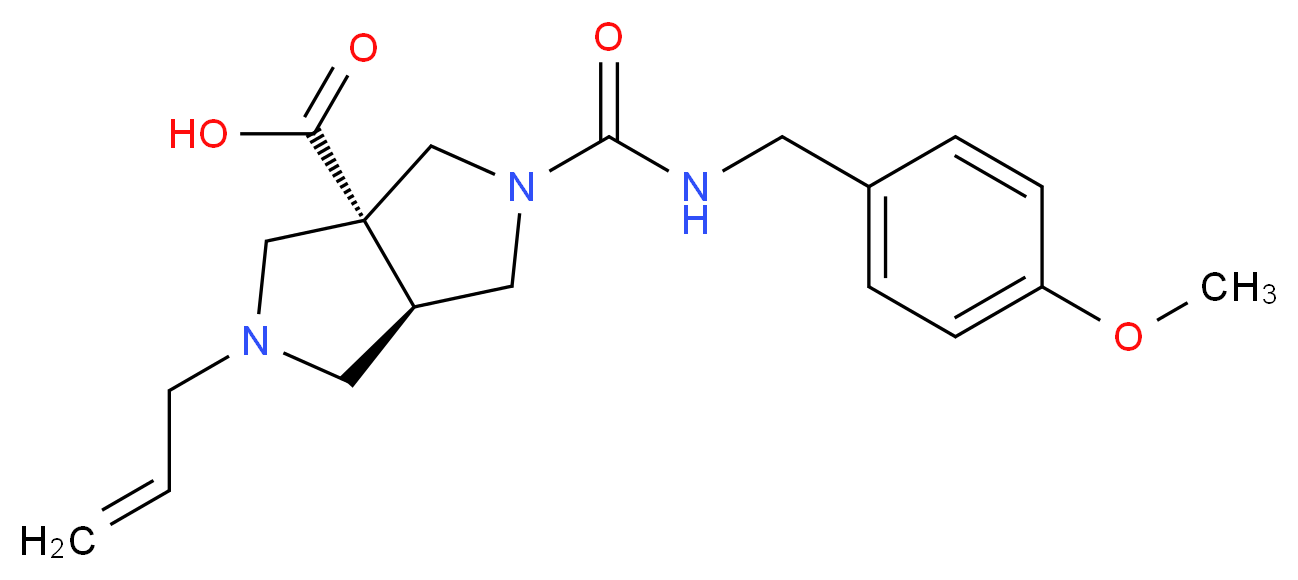 (3aR*,6aR*)-2-allyl-5-{[(4-methoxybenzyl)amino]carbonyl}hexahydropyrrolo[3,4-c]pyrrole-3a(1H)-carboxylic acid_分子结构_CAS_)