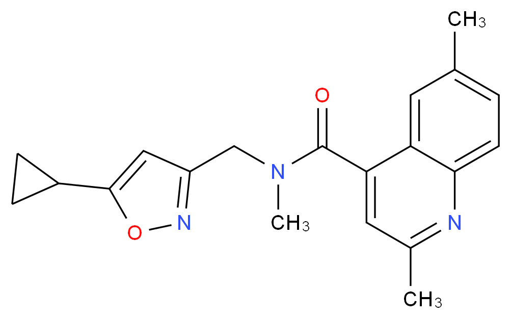 N-[(5-cyclopropyl-3-isoxazolyl)methyl]-N,2,6-trimethyl-4-quinolinecarboxamide_分子结构_CAS_)